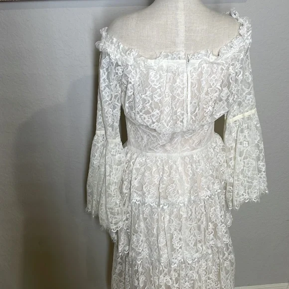 Tadashi Shoji Jacquin off shoulder lace dress size 10 - Picture 7 of 10